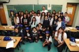 Andre Ethier and 6th grade kids at Nightingale Middle School LAUSD