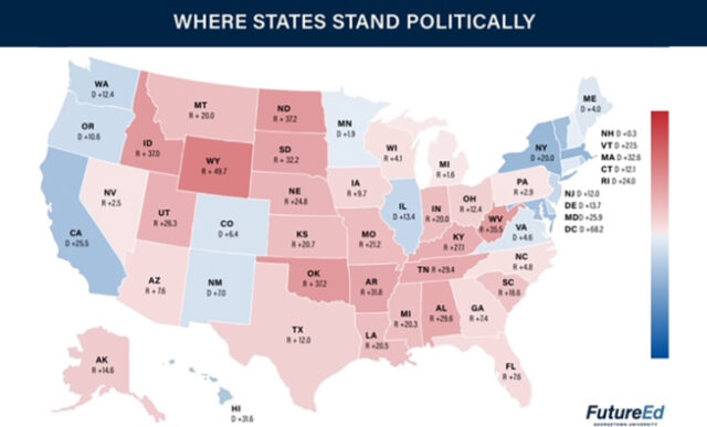 How Blue States And Red States Use COVID Relief Funds Differently To Future Ed Partisan Lean Map E1657660033372 640x387